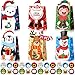 24 Pcs Christmas Paper Gift Bags Christmas Die Cut Flip over Treat Bags with Stickers Xmas Party Candy Goodie Bags Santa Snowman Elk Bear Penguin Cookies Bags for New Year Holiday Party Supplies Decor