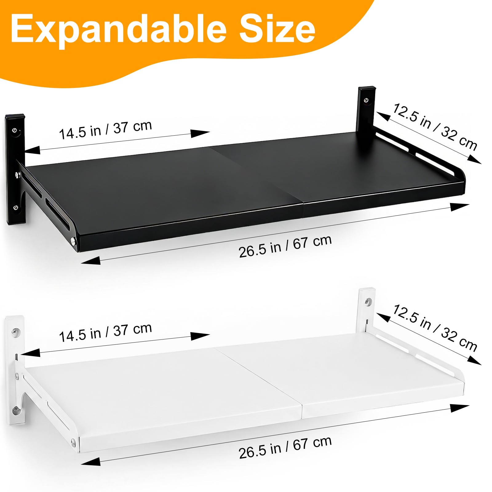 ABCOOL Estante de montaje en pared expandible para microondas, cocina, hogar, soporte desmontable ajustable a presión con 4 ganchos