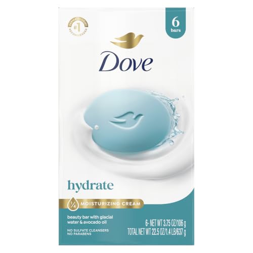 Dove Beauty Bar Soap , Glacial Water & Avocado Oil, I 6 Count 3.75 oz