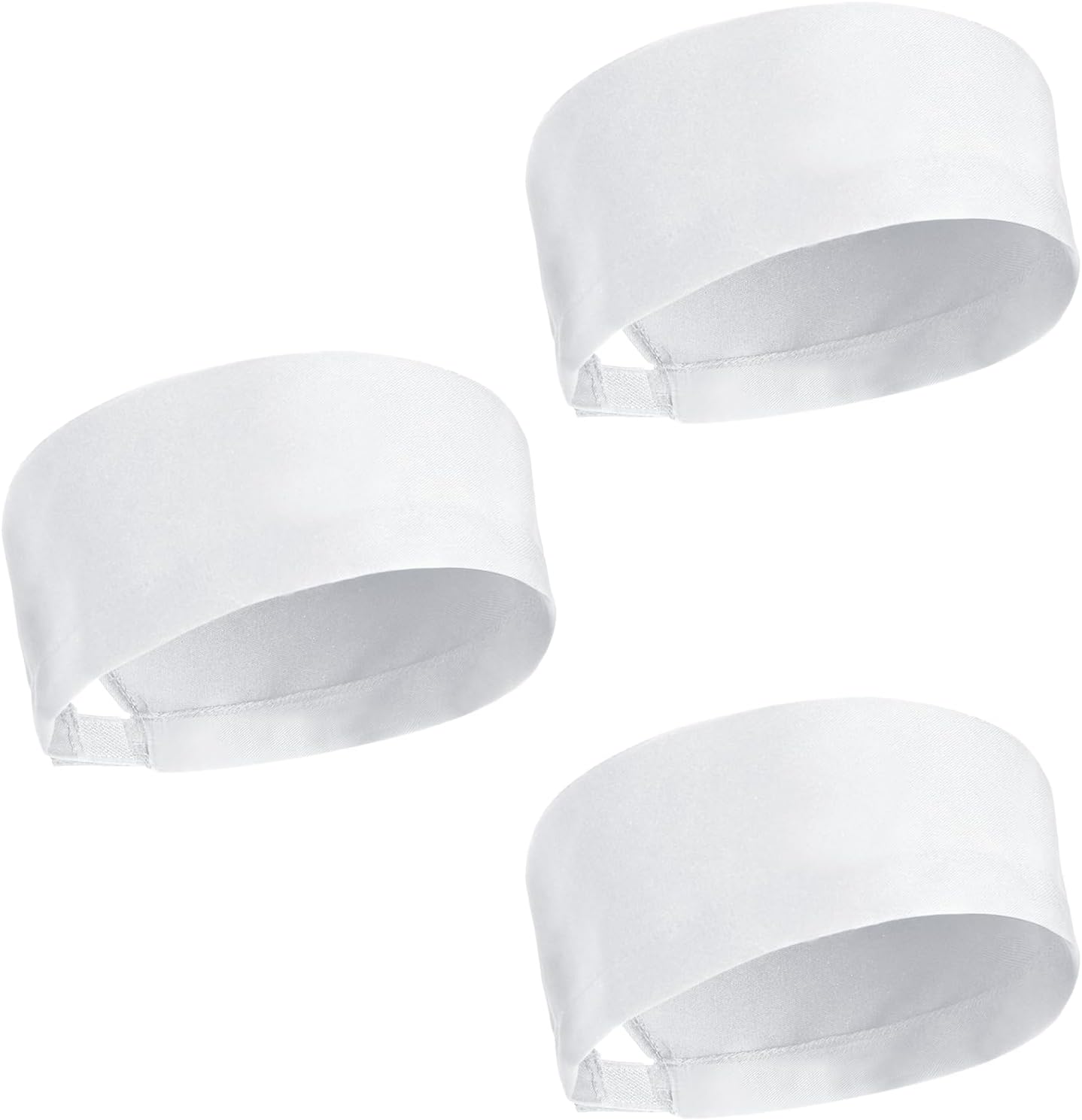 3 Pack White Chef Hats Chef Beanie Chef Skull Cap, Food Service Hats, White Skull Caps, Adjustable Kitchen Cooking Caps with Breathable Mesh Top