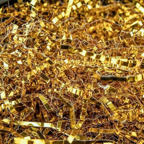 UoeRing Crinkle Cut Paper Shred Filler-4 OZ-Gold Shredded Paper for Gift Wrapping Baskets Bag Easter Grass Gift Boxes Filler