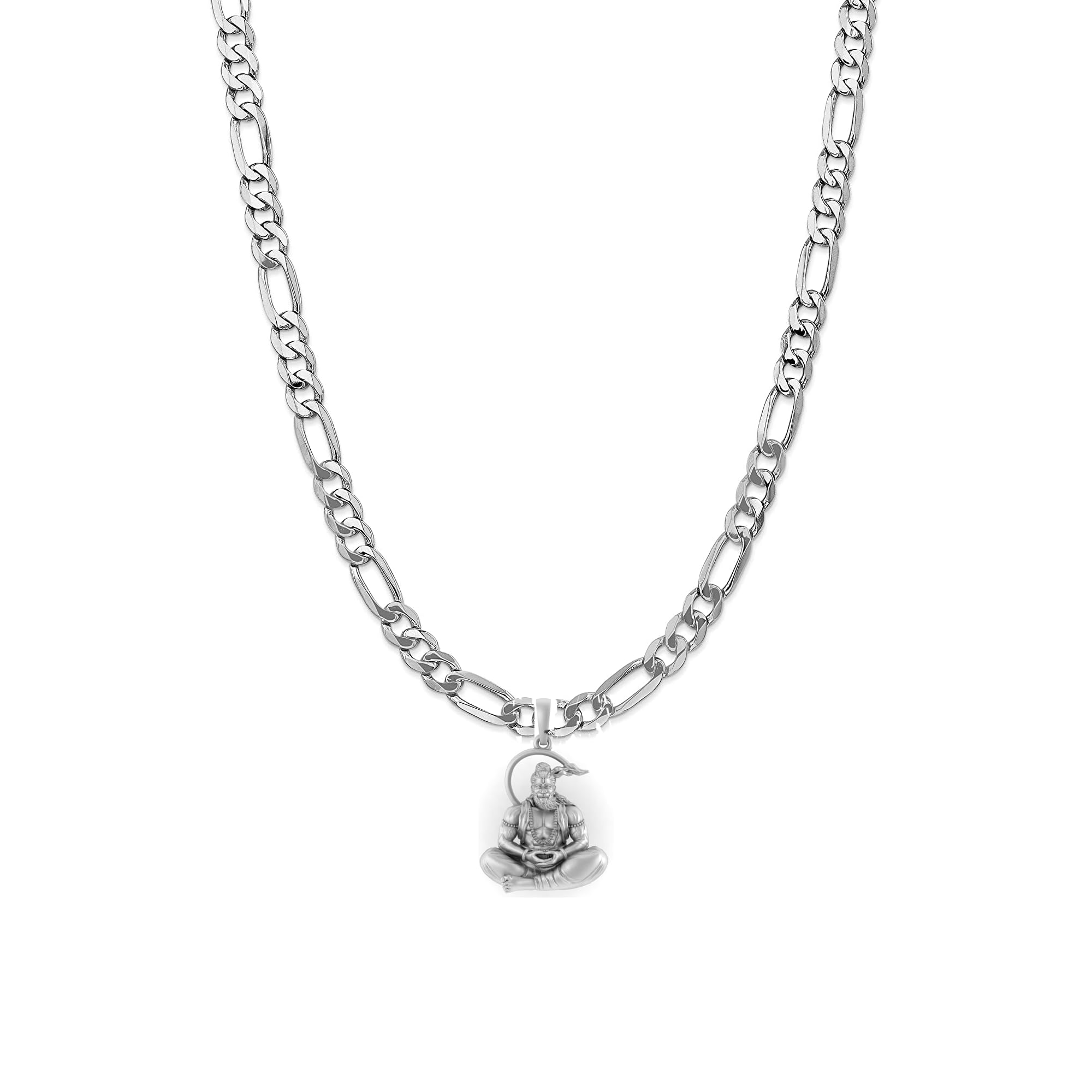 God Hanuman Chain & Pendant for Men & Women Pure Silver Lord bajrang bali Chain Locket for Good Health & Wealth-image-44