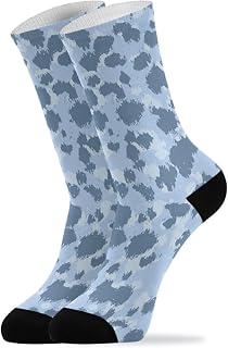 501 Compression Socks Abstract Blue Leopard Skin Sports Socks Comfortable Calf Socks Soft Crew Socks For Walking Outdoor Women 40cm