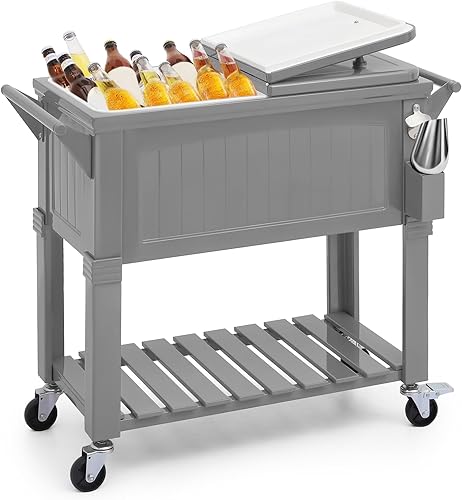MADOG Classical Cooler with Wheels and Handle Outdoor Coolers for Patio and Deck Entertaining Rolling Cooler Large Cooler with Wheels Ice Cooler