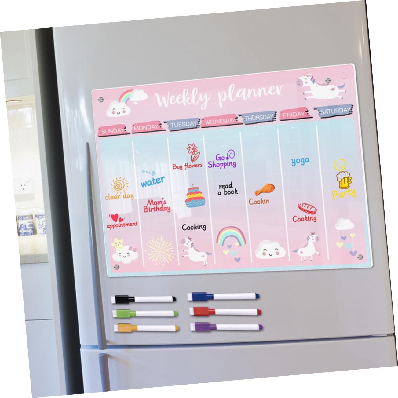 NUOBESTY Magnetische Acryl-kühlschrank-whiteboard Transparentes Kühlschrank-board Mit Magnetischem Design Leicht Zu Befestigen Reinigen Für Wochenpläne Und Notizen in Küche Oder Büro