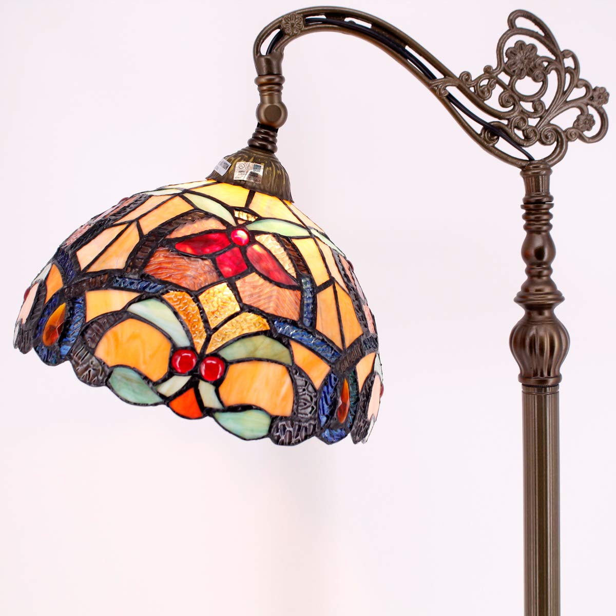 WERFACTORY Tiffany Floor Lamp Orange Liaison Stained Glass Arched