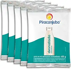Pack 5 unidades Leite em Pó Desnatado Piracanjuba 400g - 5x400g