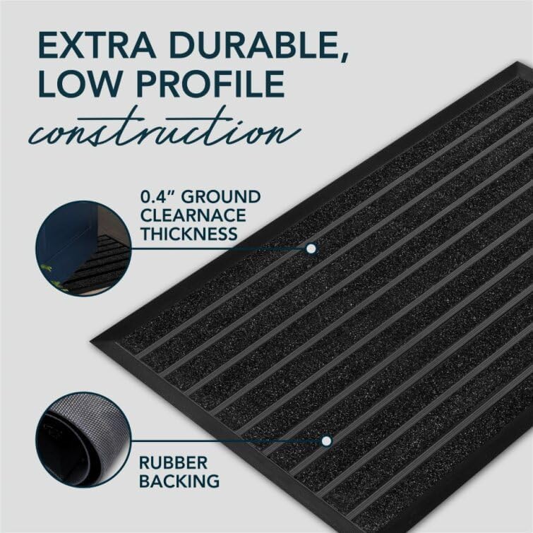 ubdyo Extra Durable Door Mat - Dirt Trapping Outdoor Welcome Mats - Non-Slip Outdoor Indoor Entrance - Low Profile Front Doormat (36 x 24, Bright Black)
