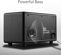 Vista 4 de Home Speaker with Premium Audio Rich Bass, Rotary Dial for Volume Control Toggle Switch, Wireless Bluetooth & 3.5mm Aux Input for Turntable