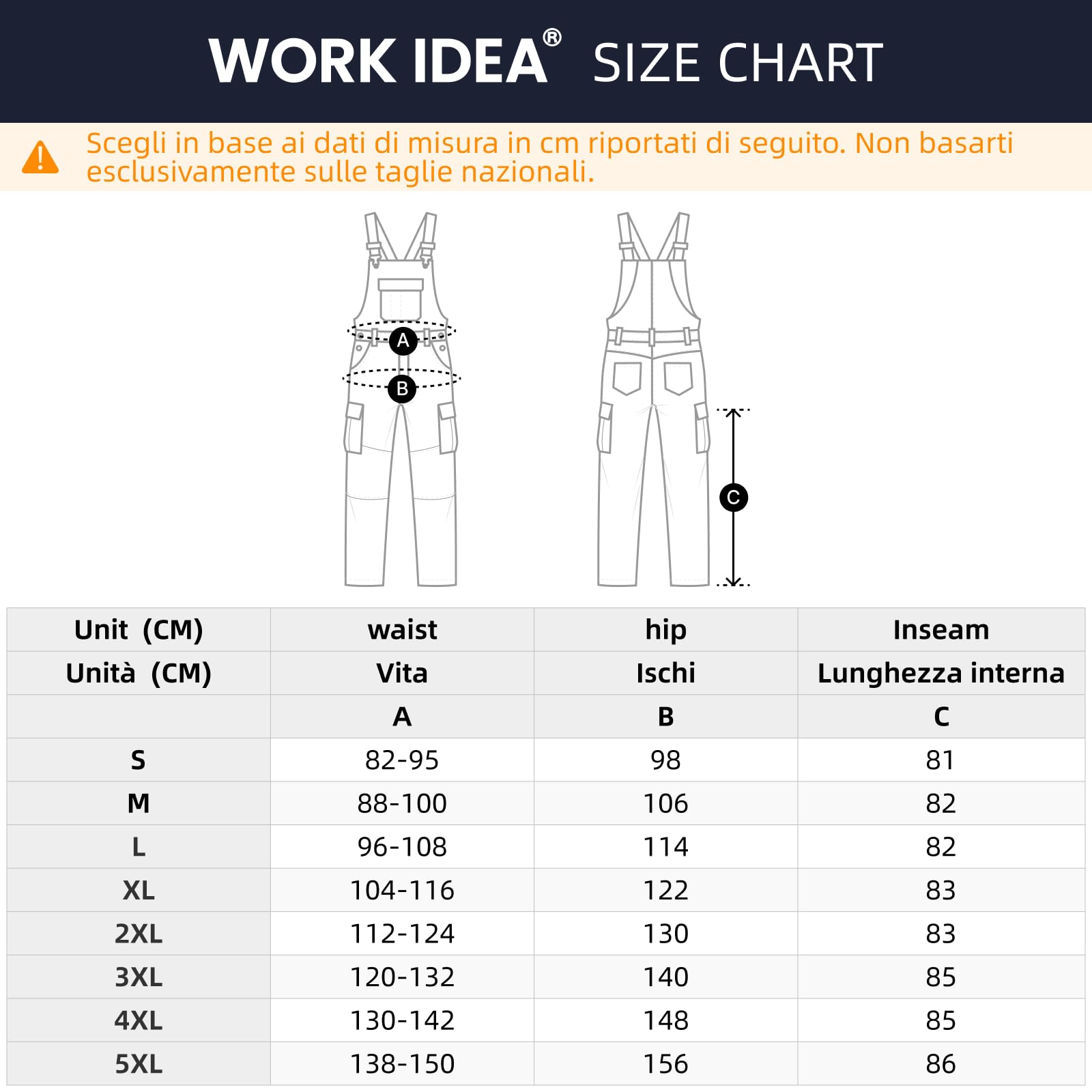 WORK IDEA Salopette da lavoro da uomo, Multi Pocket Technology