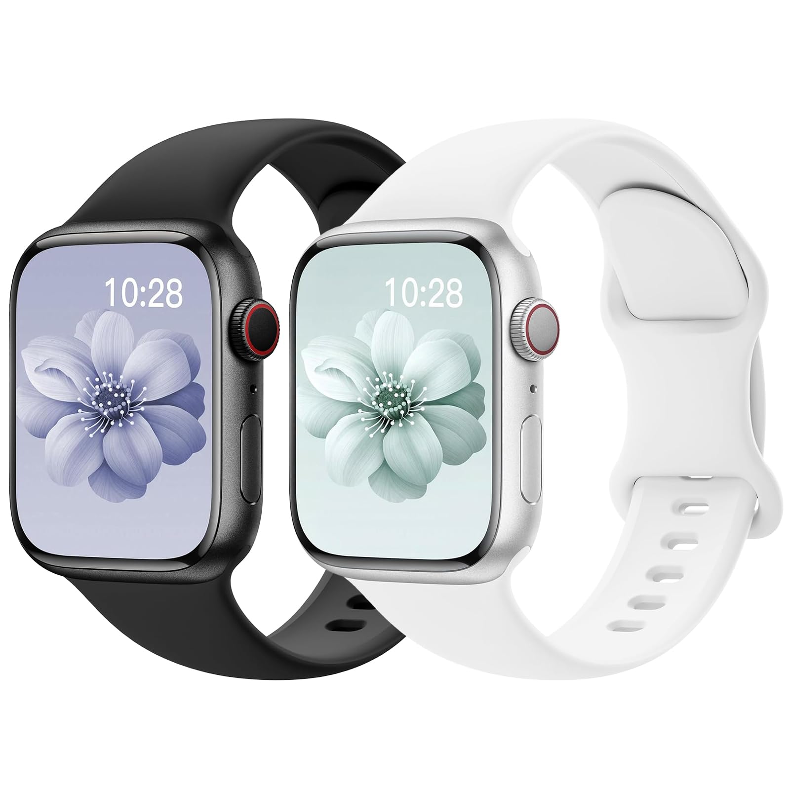 Yoohoo 2 Stück Silikon Armband kompatibel mit Apple Watch 40mm 41mm 42mm 44mm 45mm 46mm 49mm für Damen Herren,Sport Armbänder für iWatch 11 10 9 8 7 6 5 4 3 2 1 Ultra Ultra2 Ultra3 SE 3/2/1