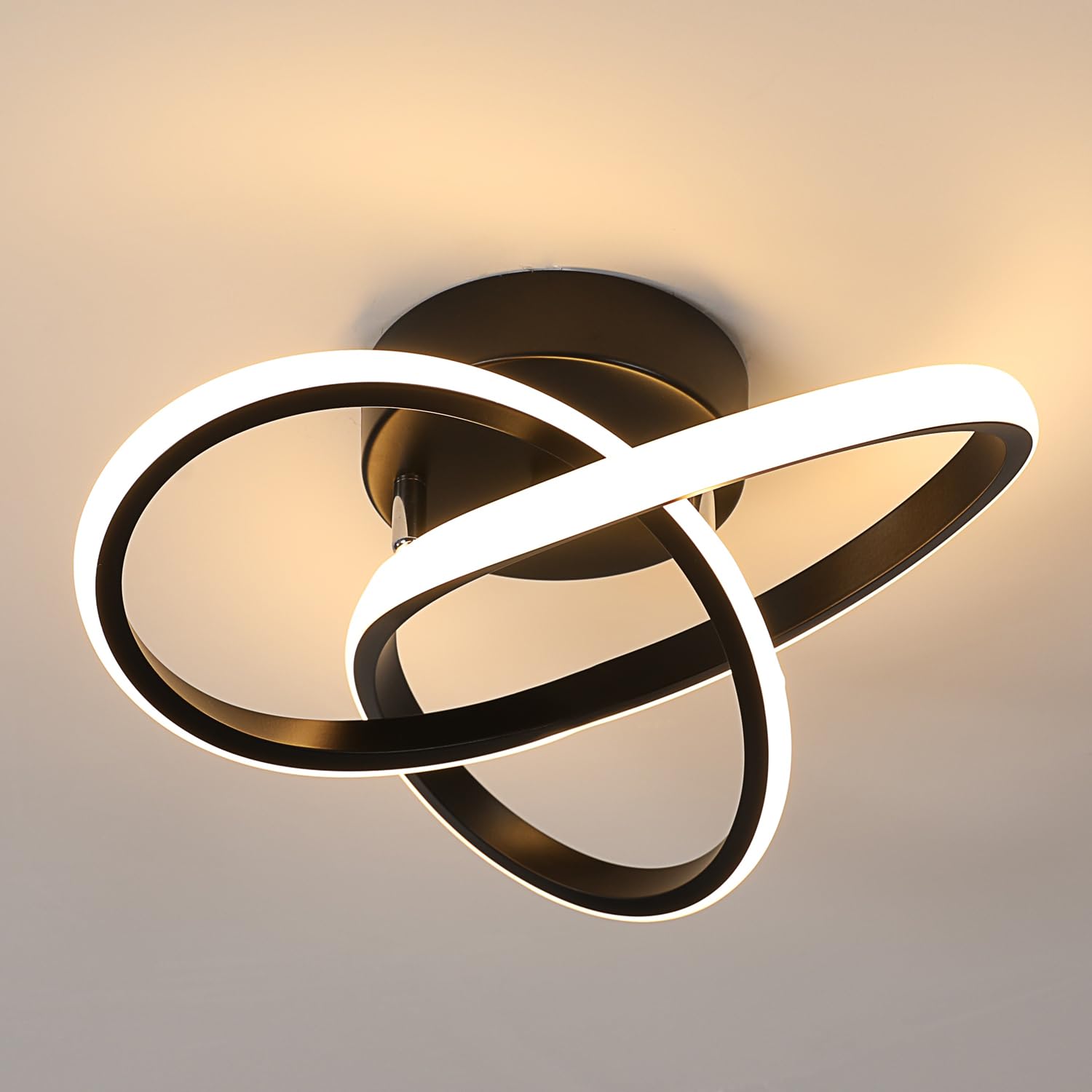 Comely LED Deckenleuchte, 30W 3375LM Moderne Deckenlampe, Aluminium LED Lampe für Wohnzimmer Schlafzimmer Flur Küche Balkon, Warmweißes Licht 3000K, 30cm, Schwarz