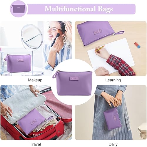Miniatura 6 de Bolsas de cosméticos para mujer, pequeña bolsa de maquillaje para monedero, bolsa de maquillaje de piel sintética, bolsa de maquillaje de viaje con