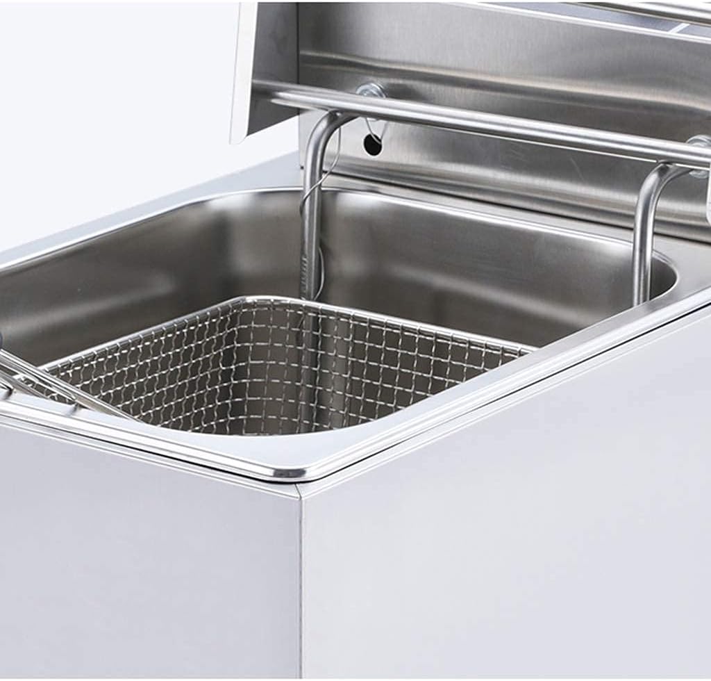 Fryer Basket,8L Electric Fryer Commercial Single Tank Fryer Stainless Steel Chips Fryer Countertop Electric Fryer with Lid and Basket, 3000W,3KW