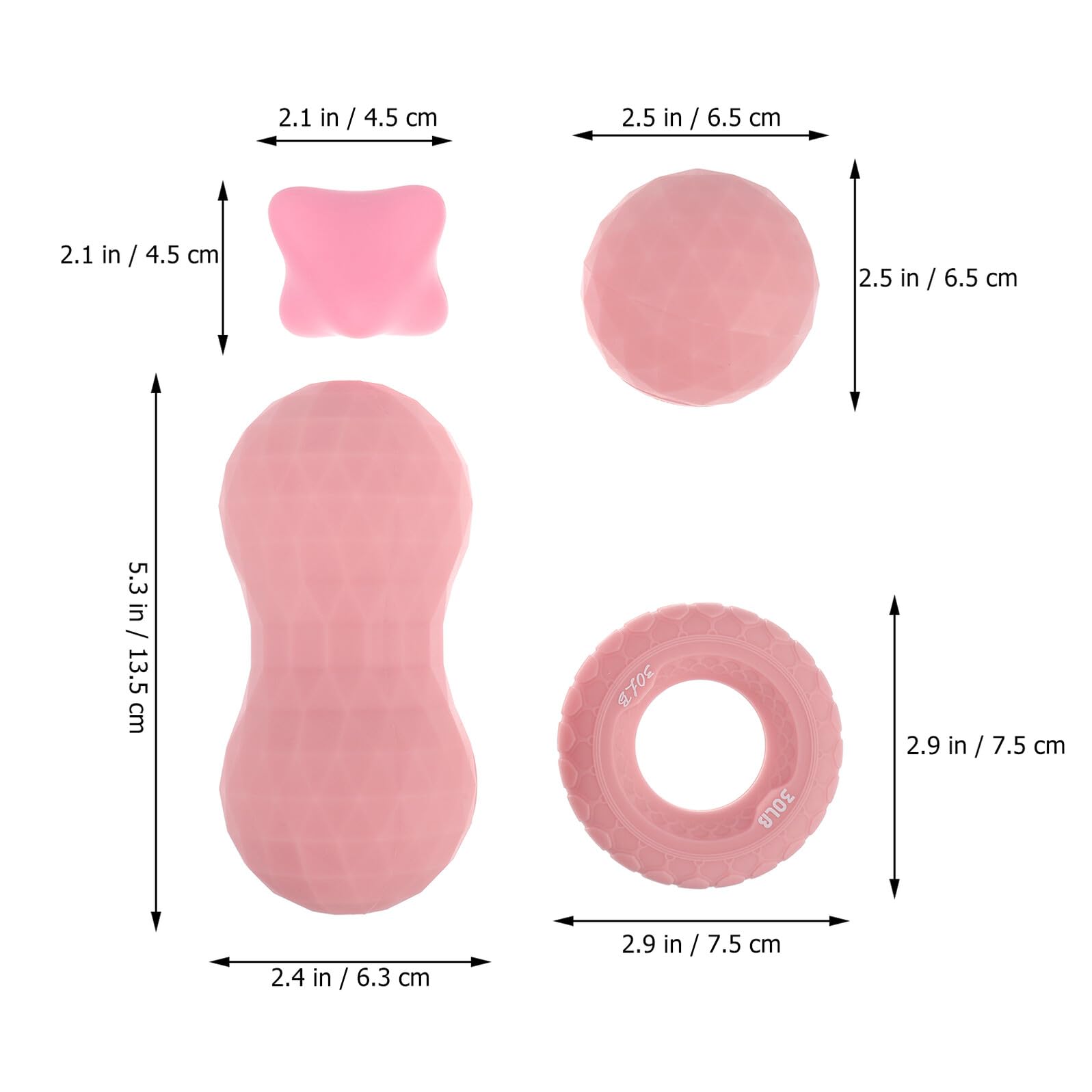 Balles de Massage en Silicone 4 Pièces Rose, Kit de Relaxation Musculaire, Accessoires Fitness pour Yoga, Soulagement Muscles, Massage Paume Pieds, Détente Sportive