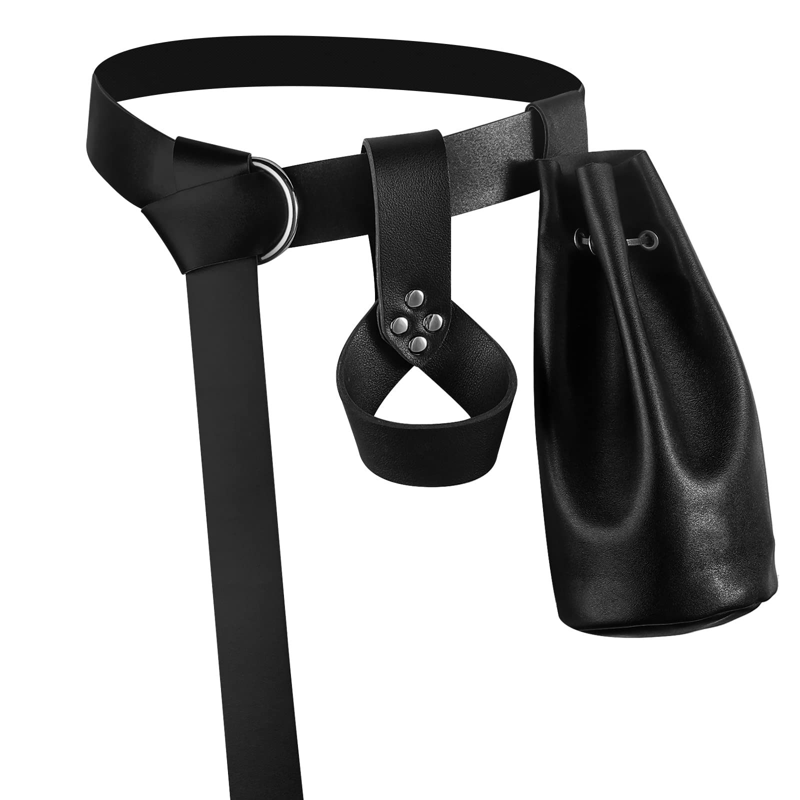 Yerliker Medieval Leather Set Renaissance Costume Accessories Includes Belt, Drawstring Pouch, Scabbard