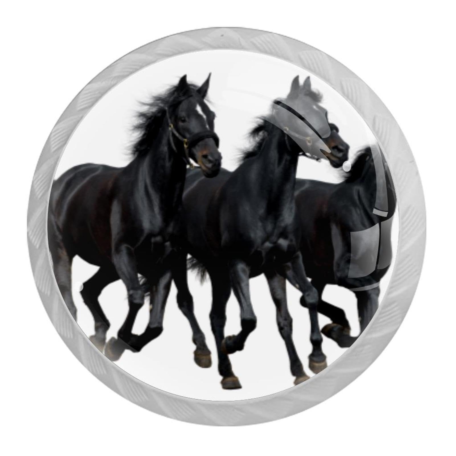 Tqmspg Multi14 4 Pieces Drawer Pulls Black Horses Door Knobs Dresser Handles For Kitchen Wardrobe Cupboard Hardware Furniture
