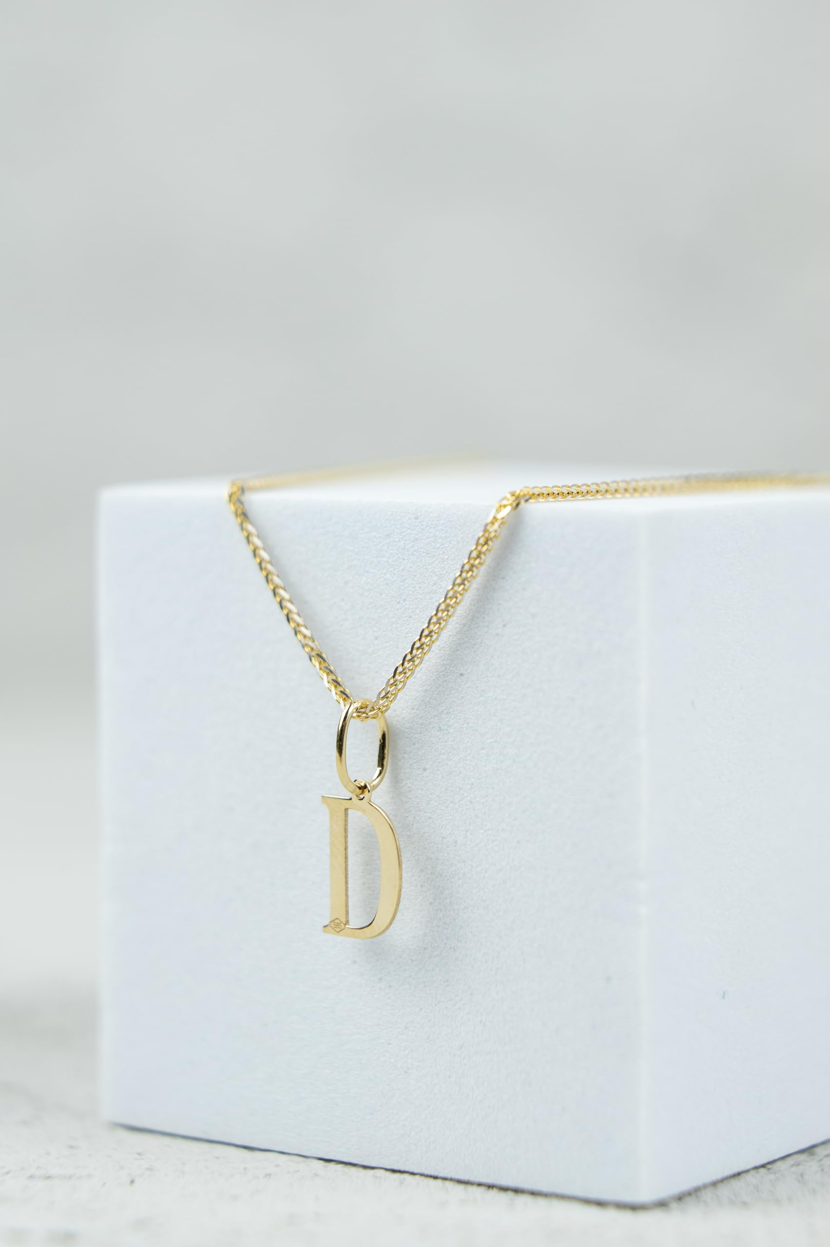 Rodium – Buchstabenanhänger D aus 585er Gelbgold – 14-Karat-Initialen-Anhänger für Halskette oder Armband – Geschenk für Frauen – hergestellt in Italien