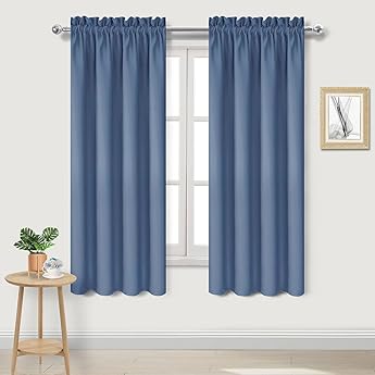 RYB HOME 63 inch Blackout Curtains for Living Room, Black Out Noise Noise Reducing Window Drapes Thermal Insulated Shades for Kithen Laundry Room Bedroom, W 42 x L 63 inches, 2 Panels, Slate Blue