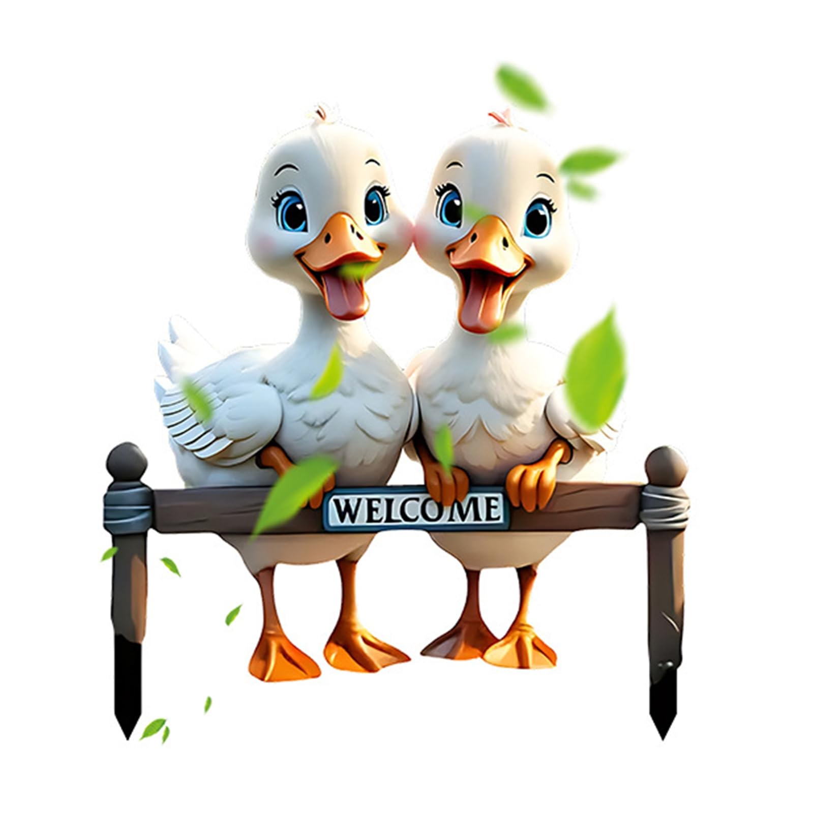 Quoravel 2D Acrylic Duck Garden Stake, Cute Farmhouse Rooster Yard Art, Outdoor Lawn Ornament for Flower Bed & Patio, Metal Duck Welcome Sign Decor B