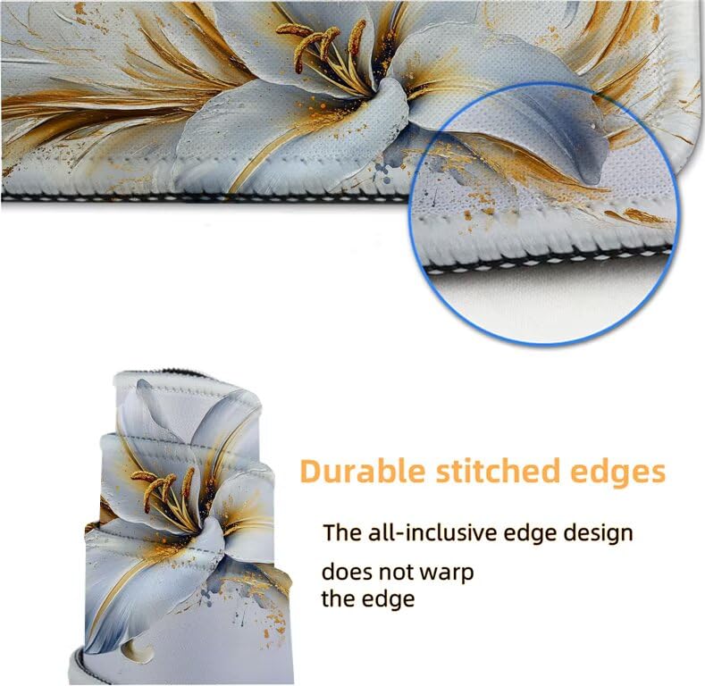 Sous Main Souris Anti Effilochage Tapis Grand Format Blanc Fleur G1-236 - 6