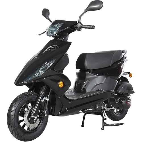 X-PRO Bali 150cc Gas Moped for Adults, Street Legal Gas Powered Motor Moped with 10" Aluminum Wheels, Fully Automatic CVT Transmission, Front Disc Brake & Rear Storage Trunk