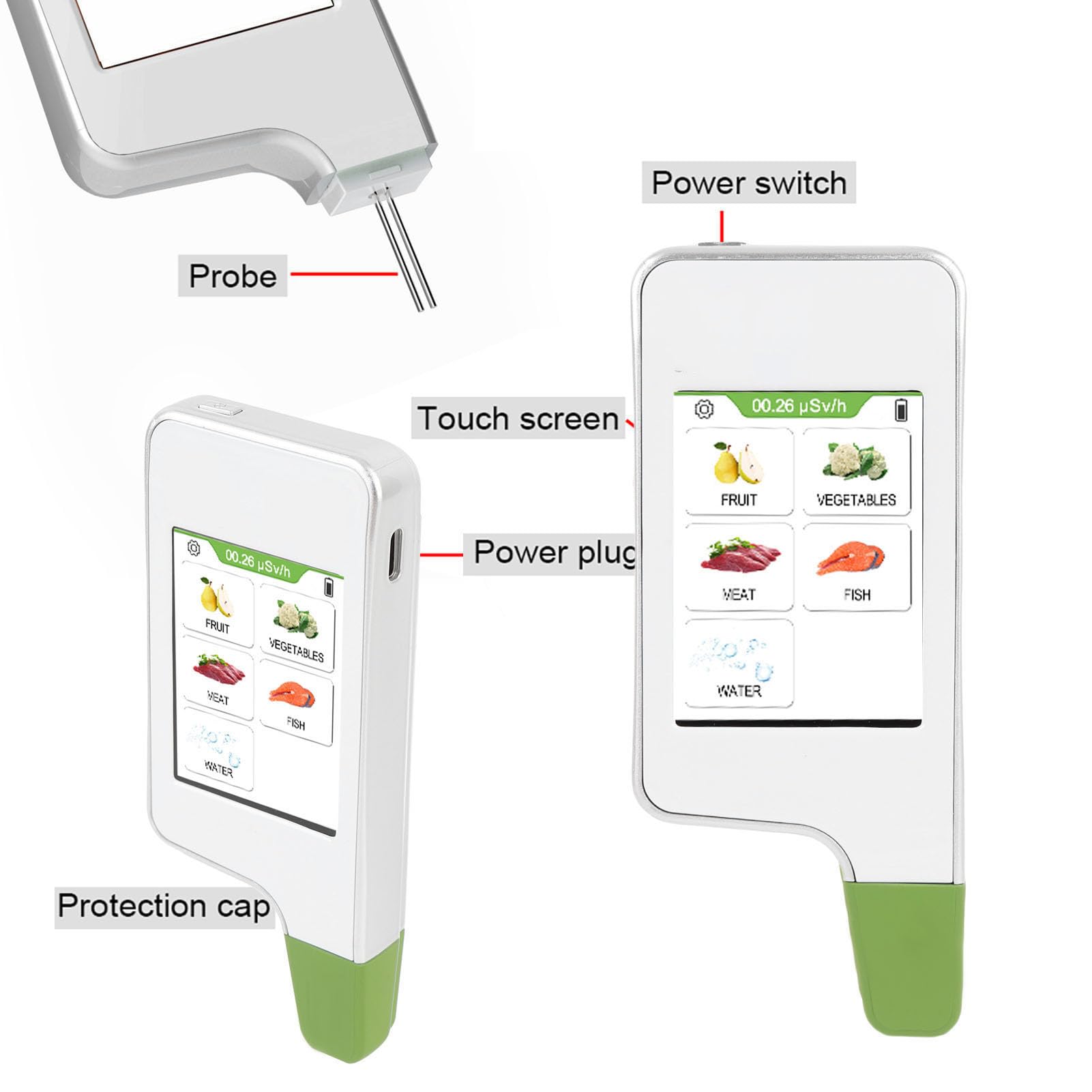 Fafeicy 2 en 1 Probador Digital de Nitrato y Medidor TDS, Sonda de Aleación de 720 MAh Batería Rápida 3 Segundos Prueba Tft Frutas Frutas Agua Carne de Pescado Agua