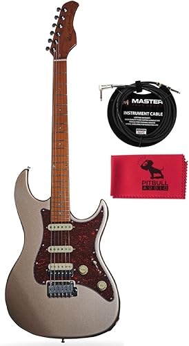 Sire Larry Carlton S7 Guitarra, arce tostado FB, dorado champán metálico con cable y paño