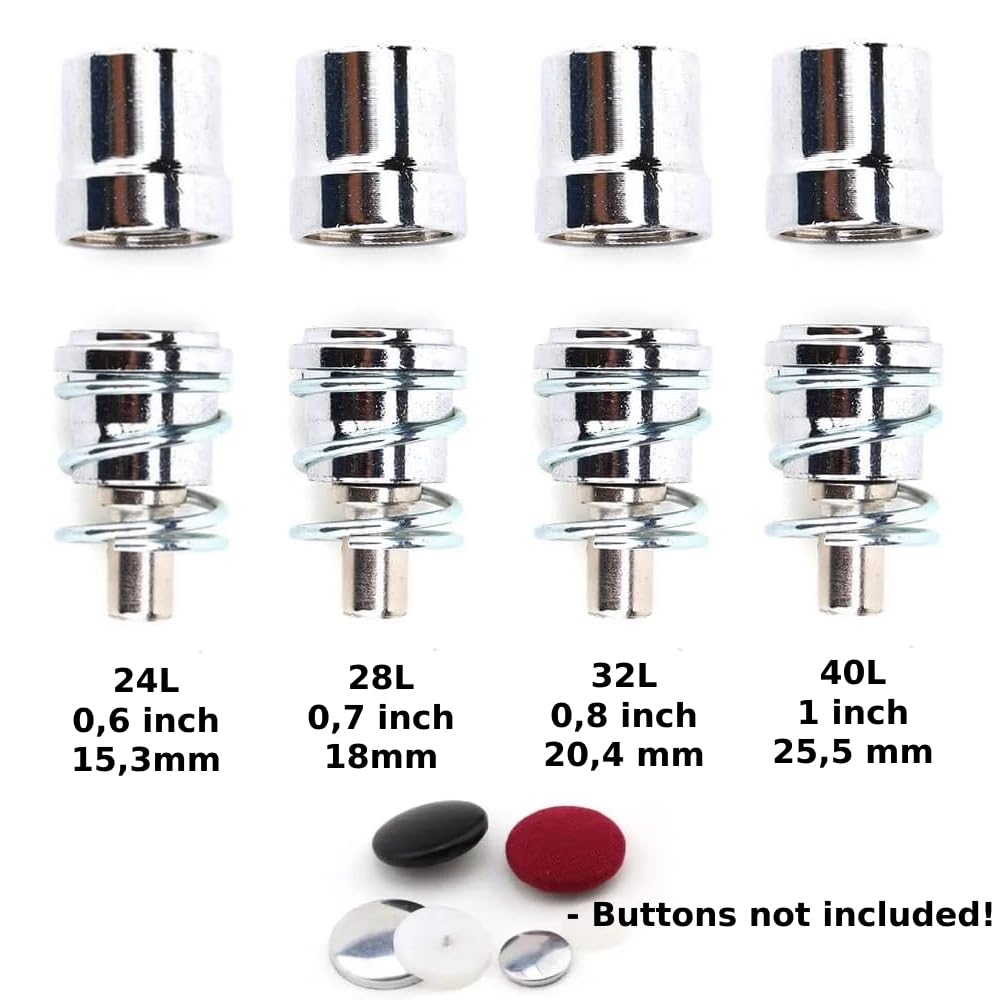 Kit de máquina de Prensa de Botones Cubierta de Tela Hecha a Mano con moldes de 4 tamaños (0.6 Pulgadas, 0.7 Pulgadas, 0.8 Pulgadas, 1 Pulgada)
