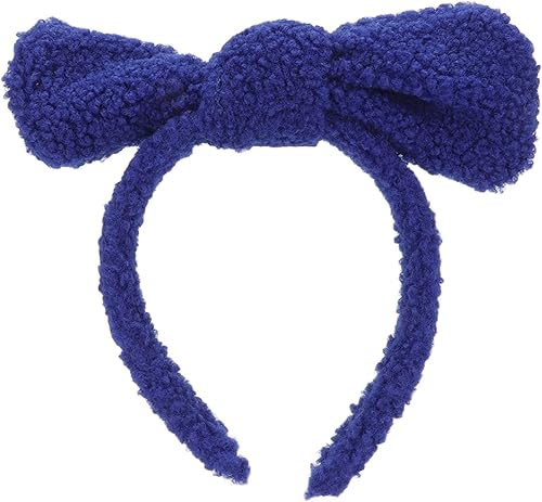 plplaaoo Diadema de spa para lavar la cara, diadema con lazo, tocado azul, grande, linda forma de lazo, banda para el cabello para maquillaje, spa,