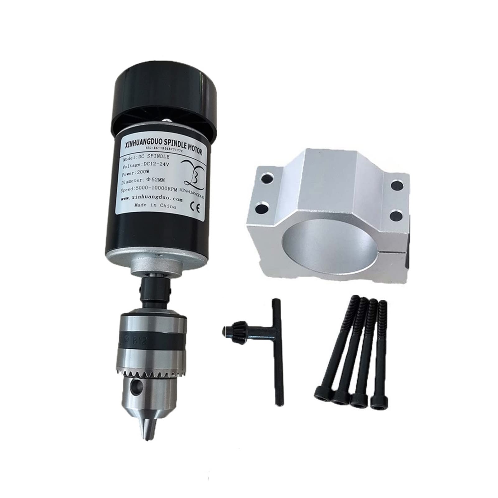 Mooilko 200W Motor Fan Air Cooled 0.2Kw Air Cooled Spindle Motor Cnc 200W Spindle Motor + Clamp For Cnc Machine Diy Cnc 24Vdc 10000Rpm Smooth Running(200W Motor Fan)