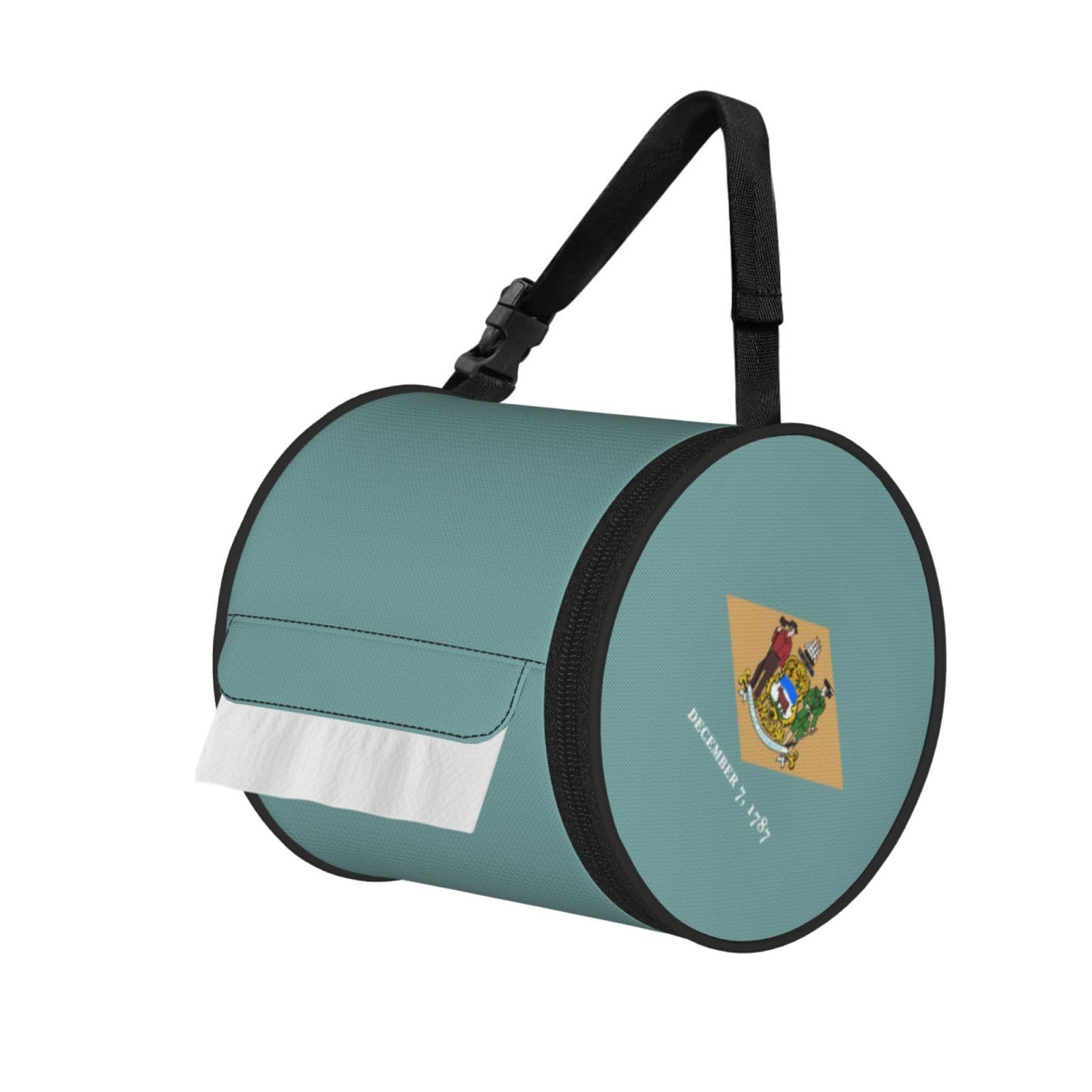 Flag of Delaware Print Cylindrical Tissue Holder Bathroom Car Home Office Kitchen Decor Versatile