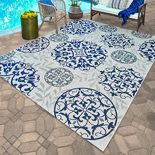 Gertmenian Indoor Outdoor Classic Flatweave Area Rug, Stain & UV Resistant Carpet, Deck, Patio, Poolside & Mudroom, 9x13 Ft Extra Large, Abstract Medallion, Tan, 22026 by Gertmenian - Image 3