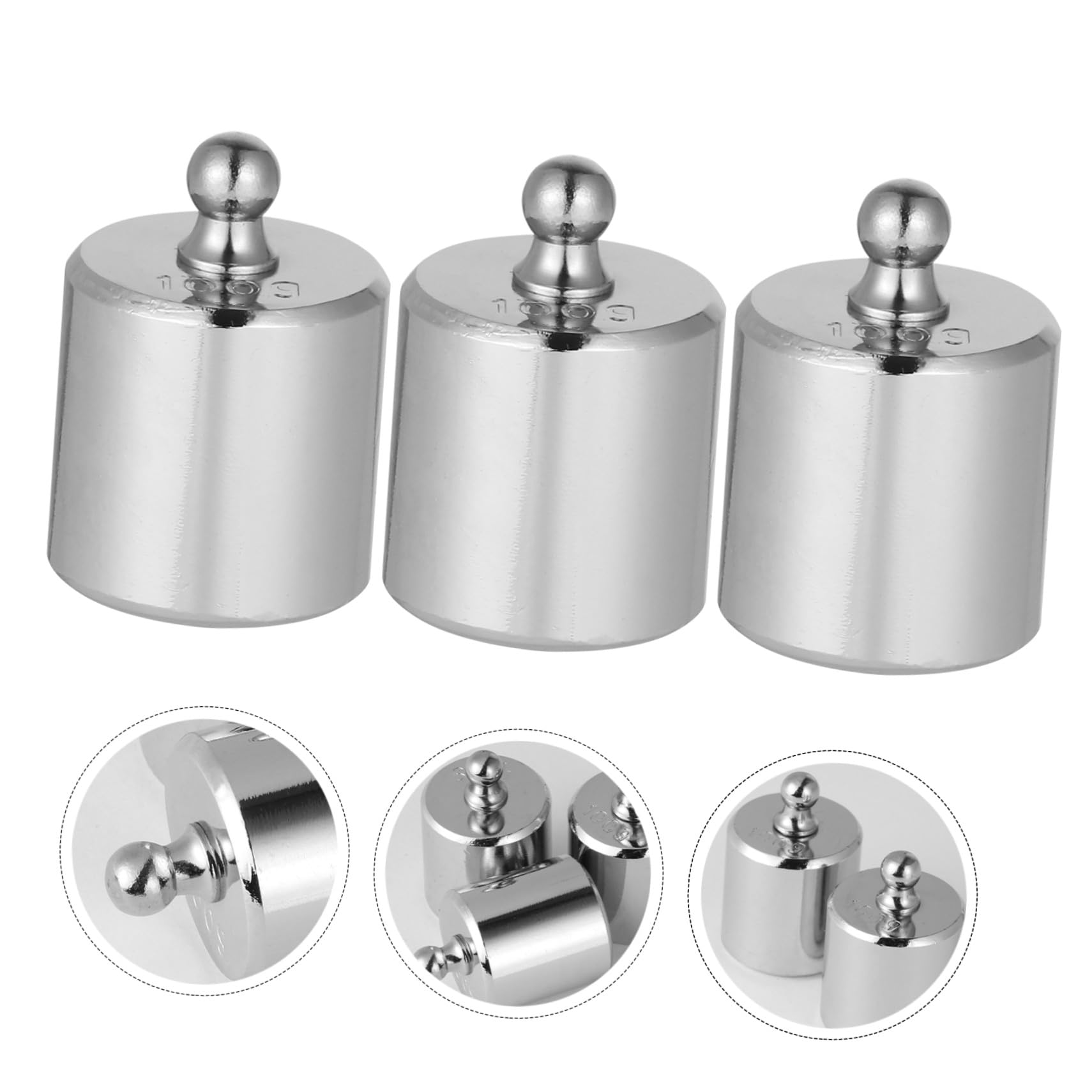 3 Pesas de Calibración Peso Digital Gramos de Acero Cromado Precisión M2 Accesorio Pinzas para Balanzas Electrónicas para Uso en Laboratorio