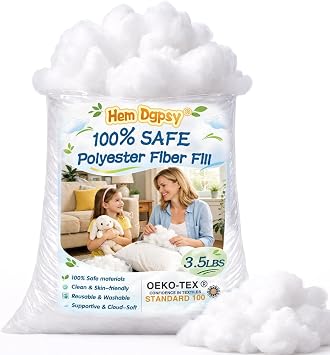 Polyfill Stuffing Fiber Fill 56oz/3.5lbs, Safe Pillow Stuffing for Couch, Stuffed Animals, Cushion, Crochet Toys, Cloud Decor, Crafts, White & Clean Polyester Filling, Oeko-TEX Certified