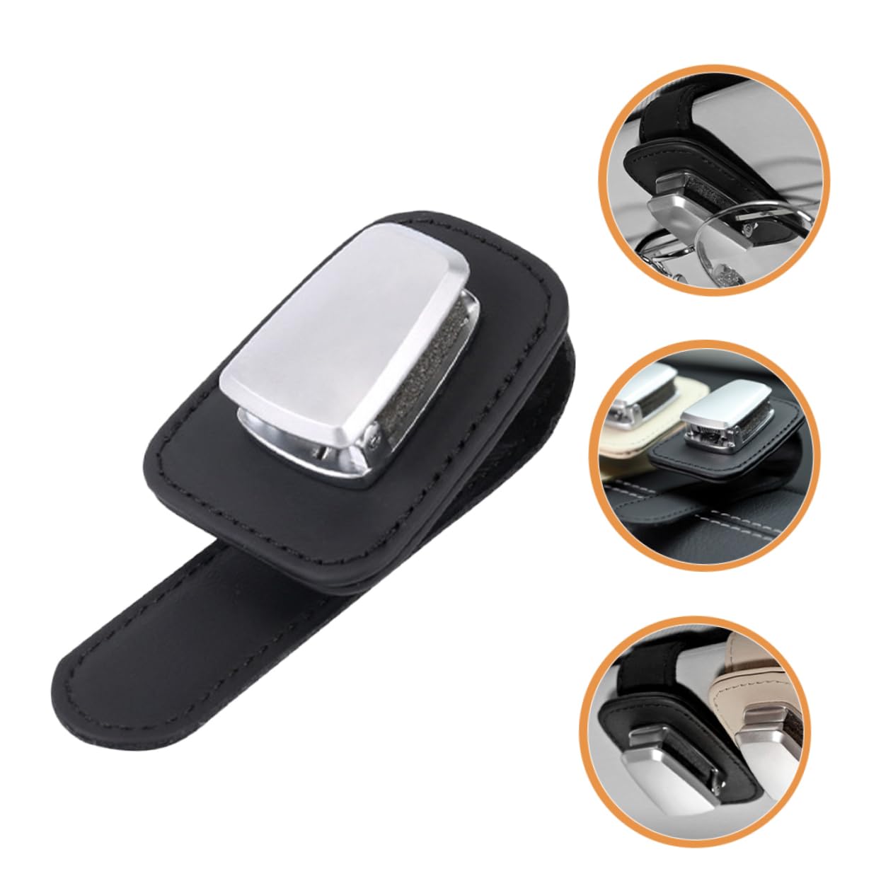 GLEAVI 3piezas Soporte De Gafas De Sol para Coche Piel Premium Clip Multiusos para Parasol Organizador De Gafas y Tarjetas Diseño Compacto y Práctico