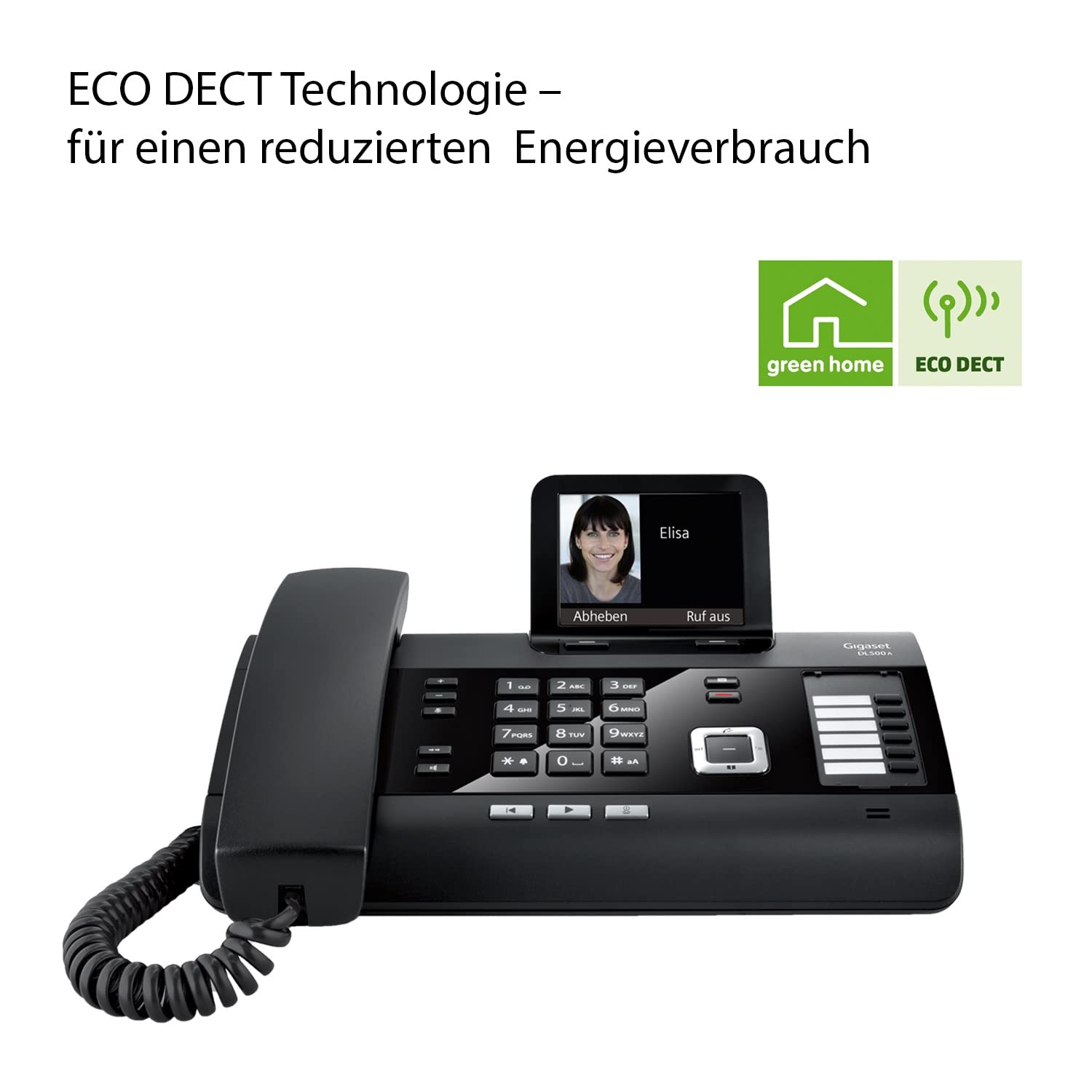 Gigaset DL500A - schnurgebundenes Telefon mit Anrufbeantworter - Büro und Haustelefon mit großem 3,5" Farbdisplay & brillantem Klang - Link2Mobile, erweiterbar mit bis zu 6 DECT-Mobilteilen, schwarz