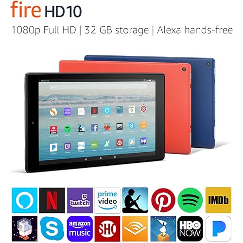 Fire HD 10 Tablet with Alexa Hands-Free, 10.1" 1080p Full HD Display, 64 GB, Black (Previous Generation - 7th)