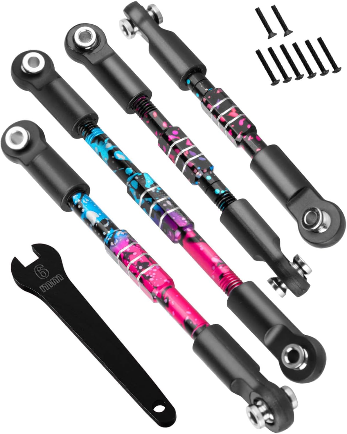 RC Steering Links Composite Link Upgrades Part for 1/10 Gorgon 2WD,Fury 2WD,Fury 223S,Quake 223S,Vorteks 2WD,Vorteks 223S,Aluminium Adjustable Turnbuckles Links,Replace #ARA330753 Pink&Blue