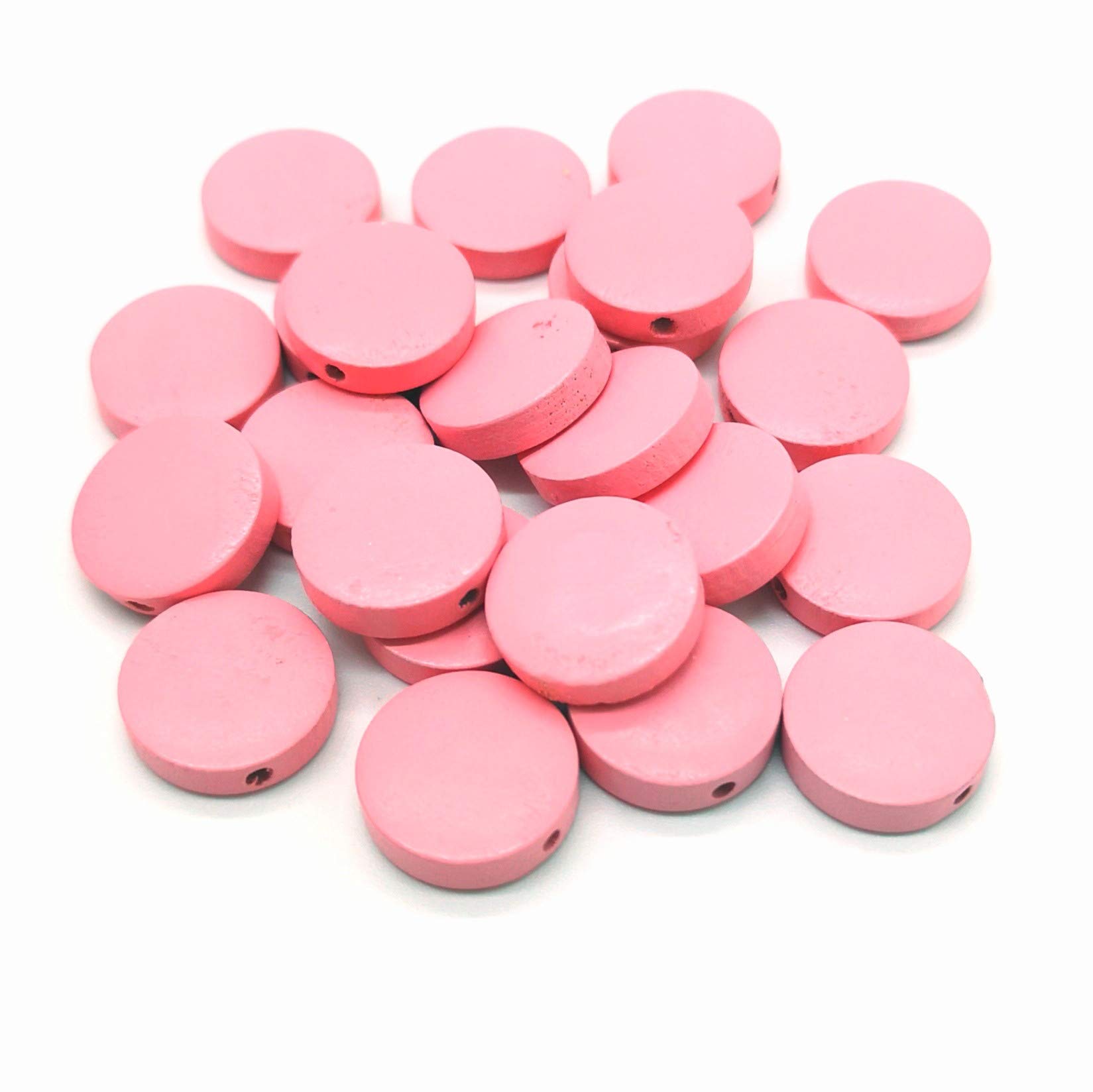 120 Pieces Round Wood Discs With Hole - Flat Coin Beads Spacer Diffuser Charm Pendants for Christmas Birthday Board Tags DIY Jewelry Earring Making (1