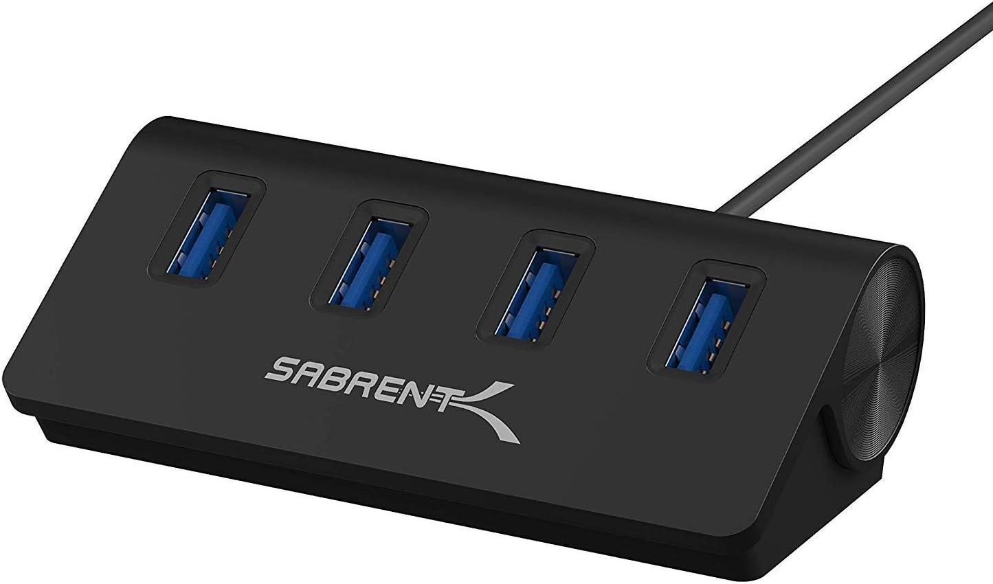 USB Hub, 4 Port Desk USB Docking Station, Fast Data Transfer Aluminium Multiport Hubs for PS5, PC, Laptop, iMac, MacBook, (HB-MC3B)