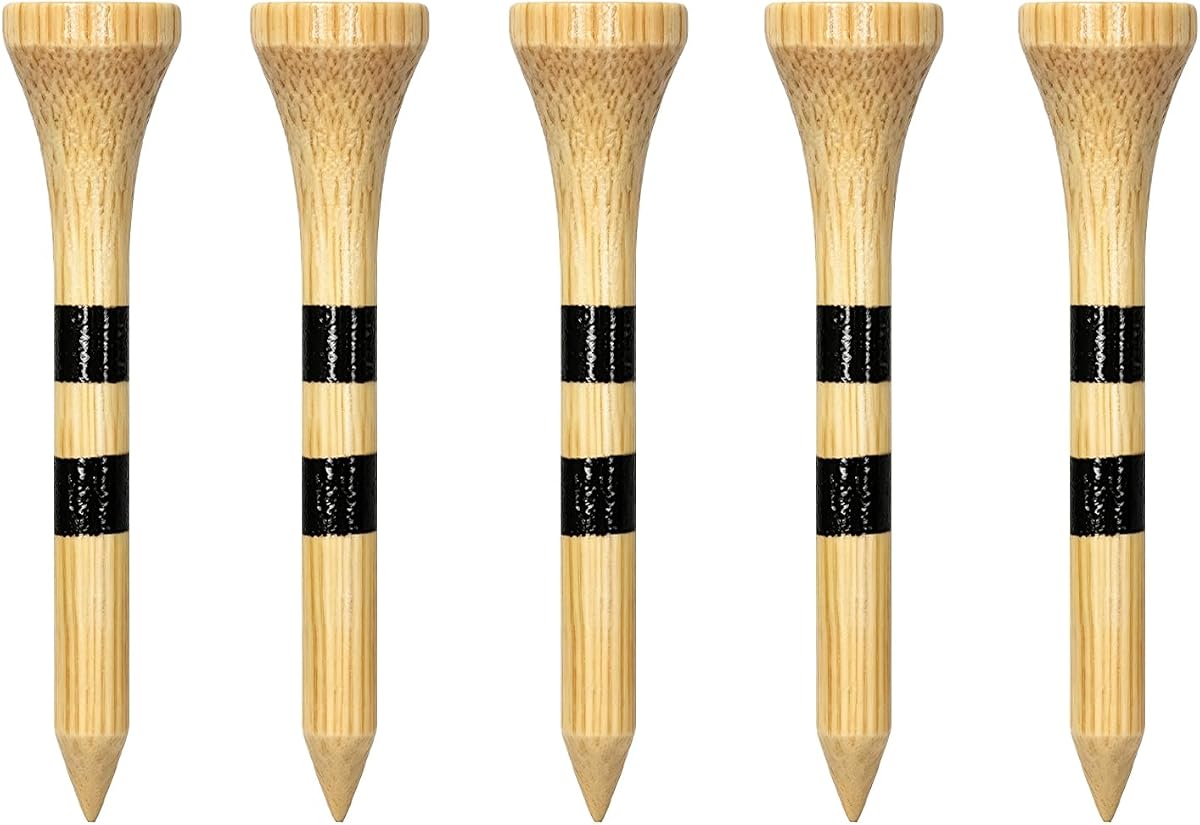 Wooden Golf Tees 3-1/4", 2-3/4", 2-1/8", 1-1/2" Available, 100 Count (Natural Color, White, Black, Blue, Red, Green, Yellow, Pink, Orange)