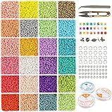 Cuentas de Colores, 19200 Piezas Cuentas de Cristal, 2mm Mini Cuentas y Abalorios Cristal, Hacer Pulseras Hacer Collares, Bolitas 24 Colores con Caja de Almacenamiento DIY Pulseras Abalorios Pulseras