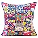 Eyes of India - 40 cm niebieska patchwork kolorowa dekoracyjna kanapa poszewka na poduszkę poszewka na poduszkę poszewka na poduszkę boho akcent indyjski boho szykowny ręcznie wykonany pokrowiec