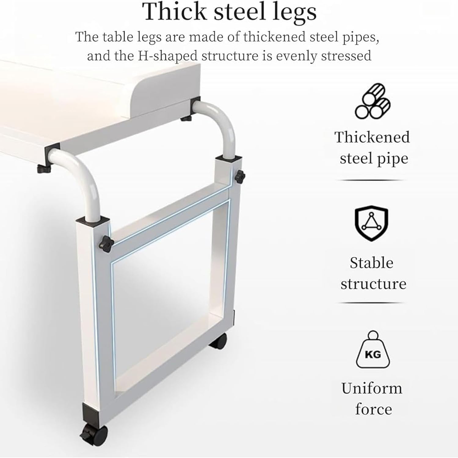 Mesas de Cama con Ruedas, Altura Ajustable para Silla de Ruedas, Bandeja para portátil, Escritorio Grande con Ruedas (Color: Madera+)