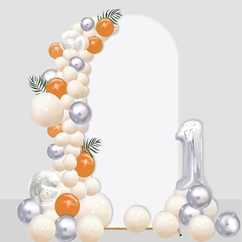 Cubierta de arco de boda de 7.2 pies, cubierta de fondo de arco blanco, cubierta de fondo de arco redondo de 2 lados, cubierta de fondo de arco de