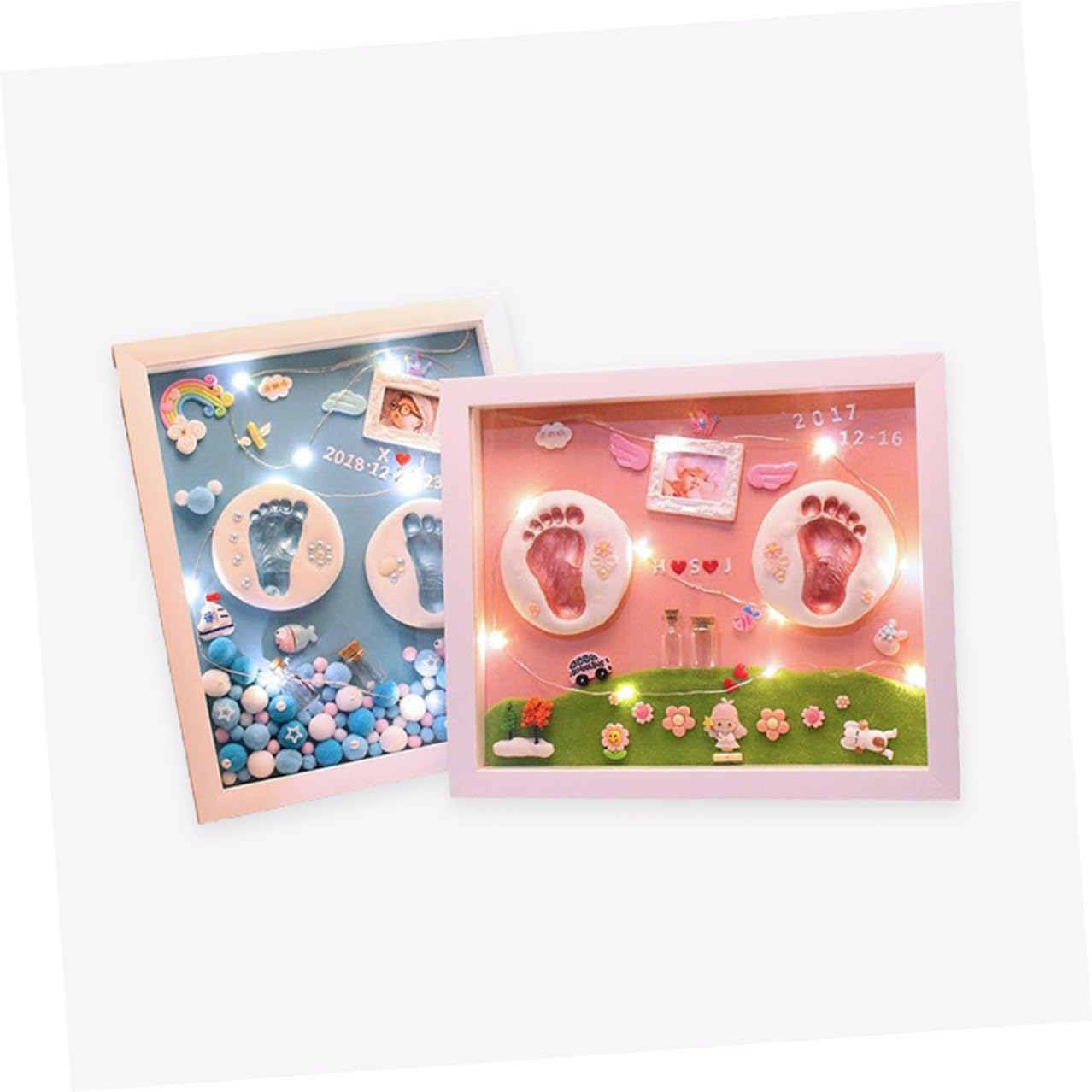 HEALLILY Kit per Impronte Mani e Piedi Ragazzo Ragazza Cornice Oro in Acrilico, Set Regalo Nascita Bimbo Utile per Battesimo e Ricordo Prezioso