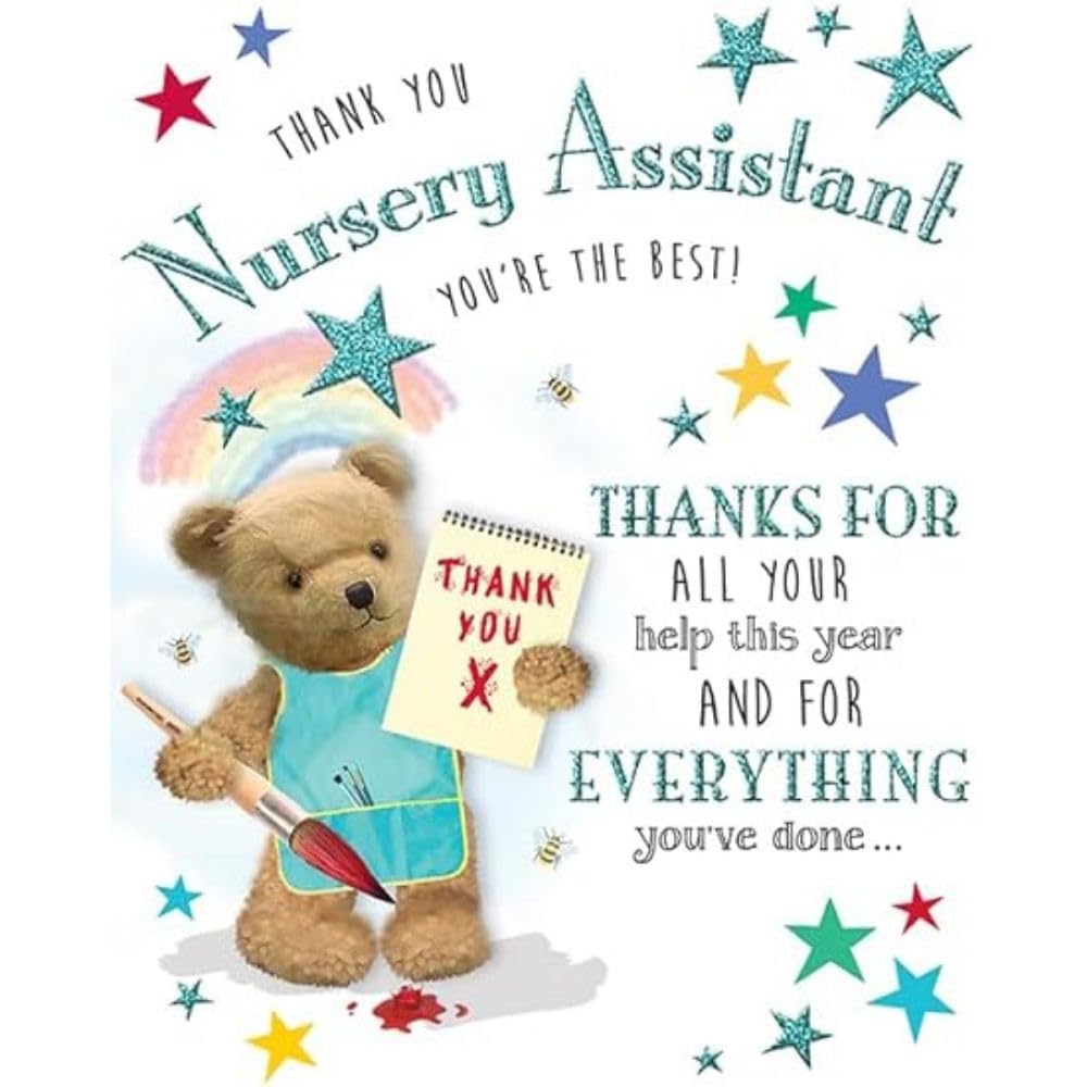 Thank You Nursery Assistant Card Teacher - 8 x 6 inches - Regal Publishing