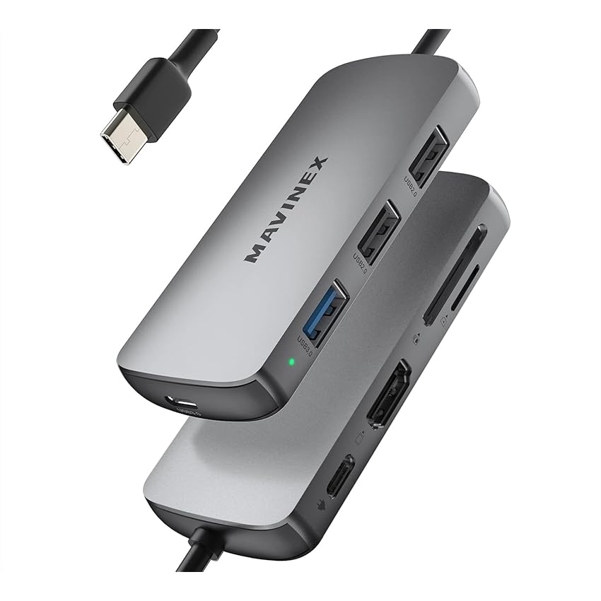 Immagine del prodotto MAVINEX Hub USB C HDMI 8 in 1, Ricarica PD da 100 W, Porta Dati da 5Gbps, Porte USB 3.0 e 2.0 MicroSD/TF, Adattatore per MacBook, XPS e Altri Dispositivi di Tipo C