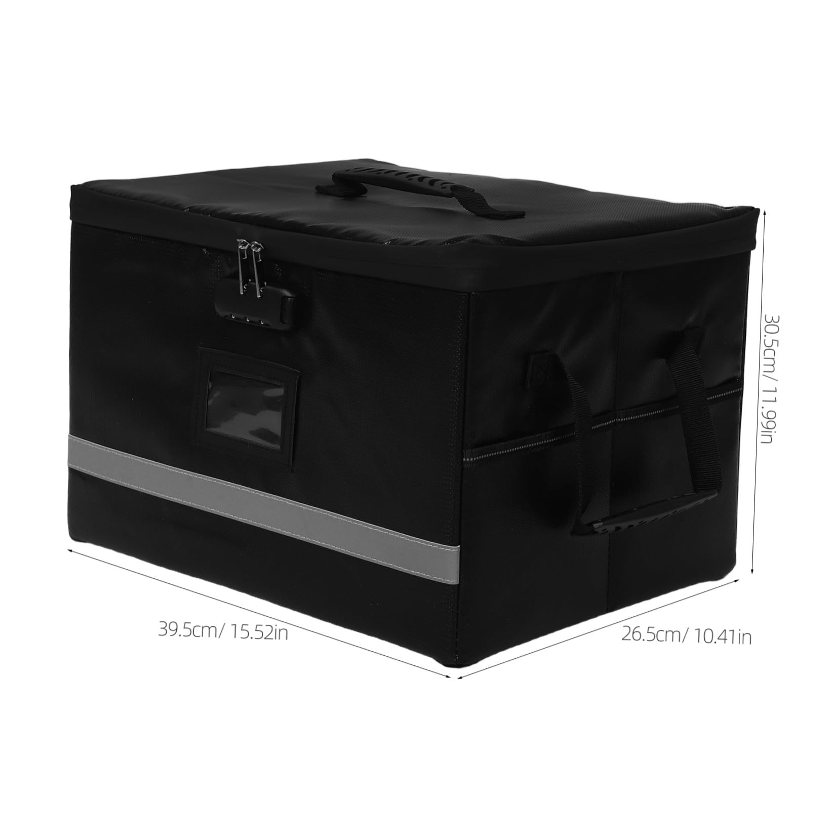 Faltbare Aktenbox Platzsparende Aufbewahrung aus Polyester und Kunststoff mit Schloss Griff und Reißverschluss Schwarzer Ordner mit Deckel und Fächern für Büro und Zuhause